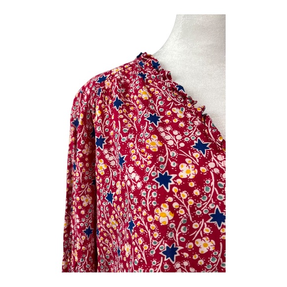 Anthropologie Maeve Pink Patterned Ruffle Shirt | Size 6 - Picture 7 of 14